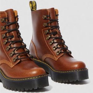 Dr. Martens Leona Women’s Orleans Leather Heeled Boots in Butterscotch